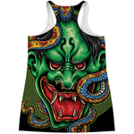 Japanese Oni Demon With Snake Print Women's Racerback Tank Top