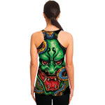 Japanese Oni Demon With Snake Print Women's Racerback Tank Top
