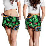 Japanese Oni Demon With Snake Print Women's Shorts