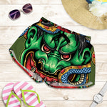 Japanese Oni Demon With Snake Print Women's Shorts