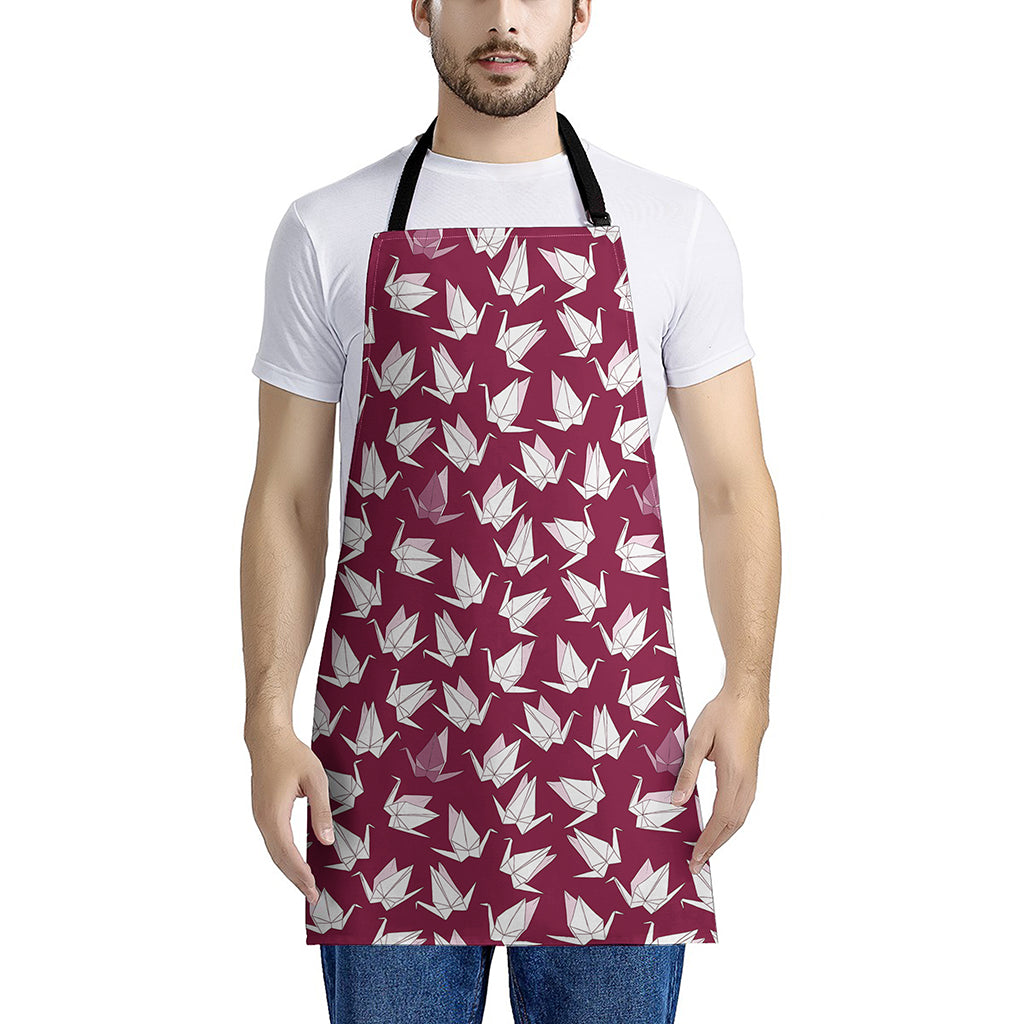 Japanese Origami Crane Pattern Print Apron