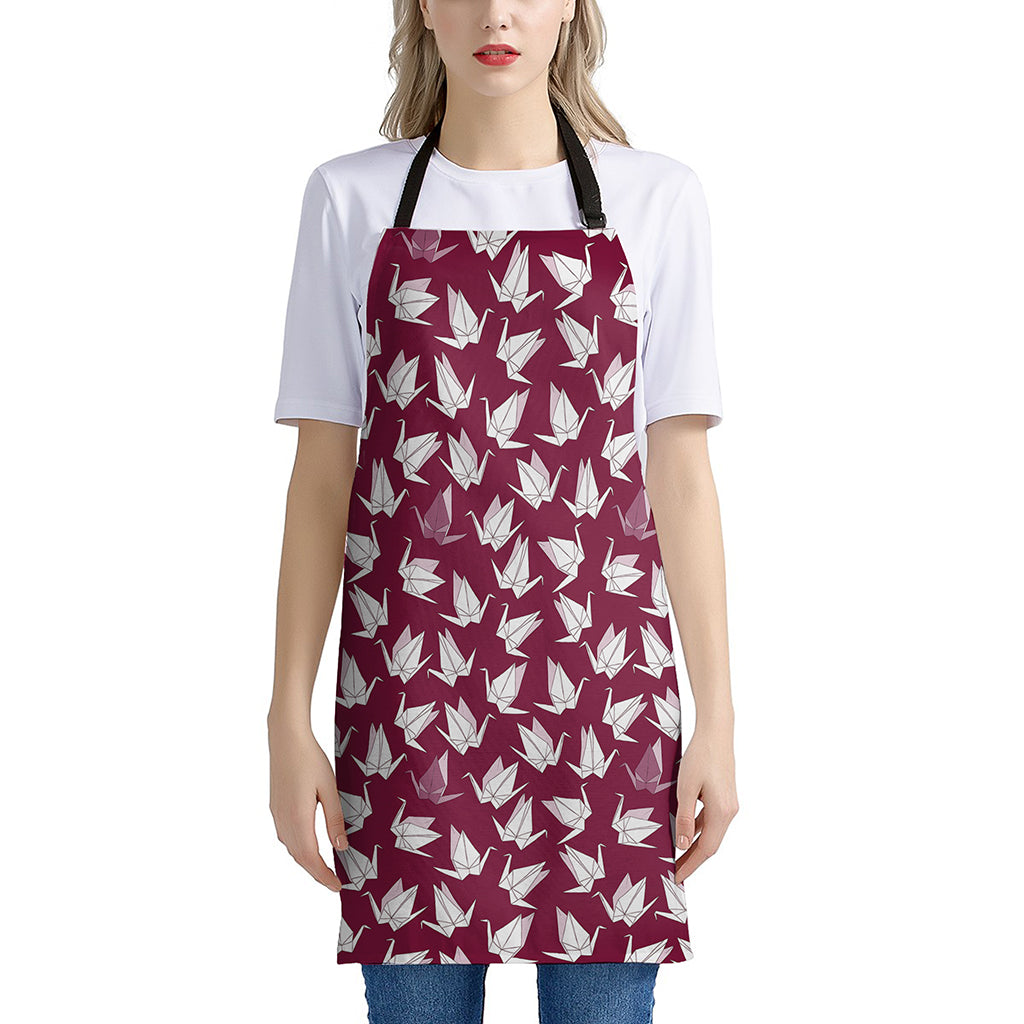 Japanese Origami Crane Pattern Print Apron