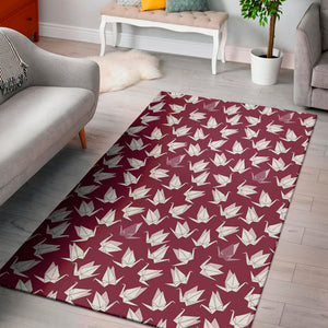 Japanese Origami Crane Pattern Print Area Rug