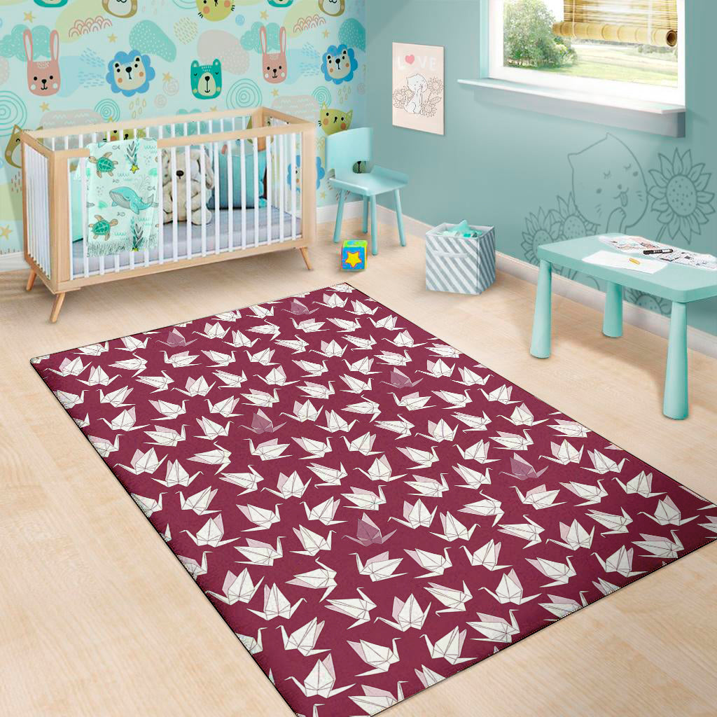 Japanese Origami Crane Pattern Print Area Rug