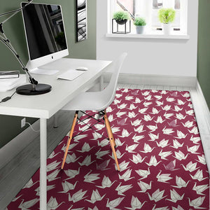 Japanese Origami Crane Pattern Print Area Rug