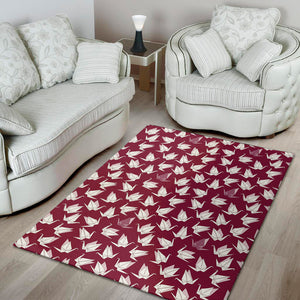 Japanese Origami Crane Pattern Print Area Rug