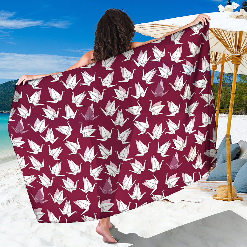 Japanese Origami Crane Pattern Print Beach Sarong Wrap