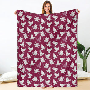 Japanese Origami Crane Pattern Print Blanket