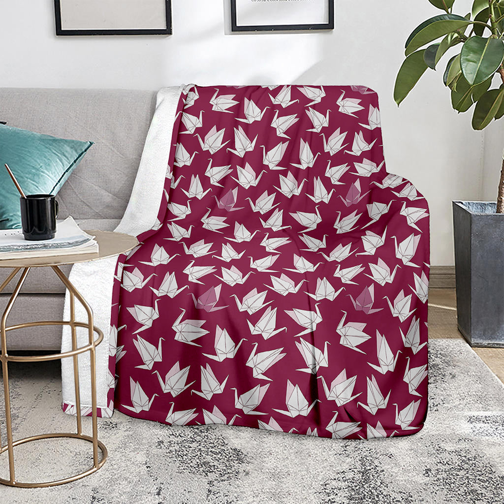 Japanese Origami Crane Pattern Print Blanket