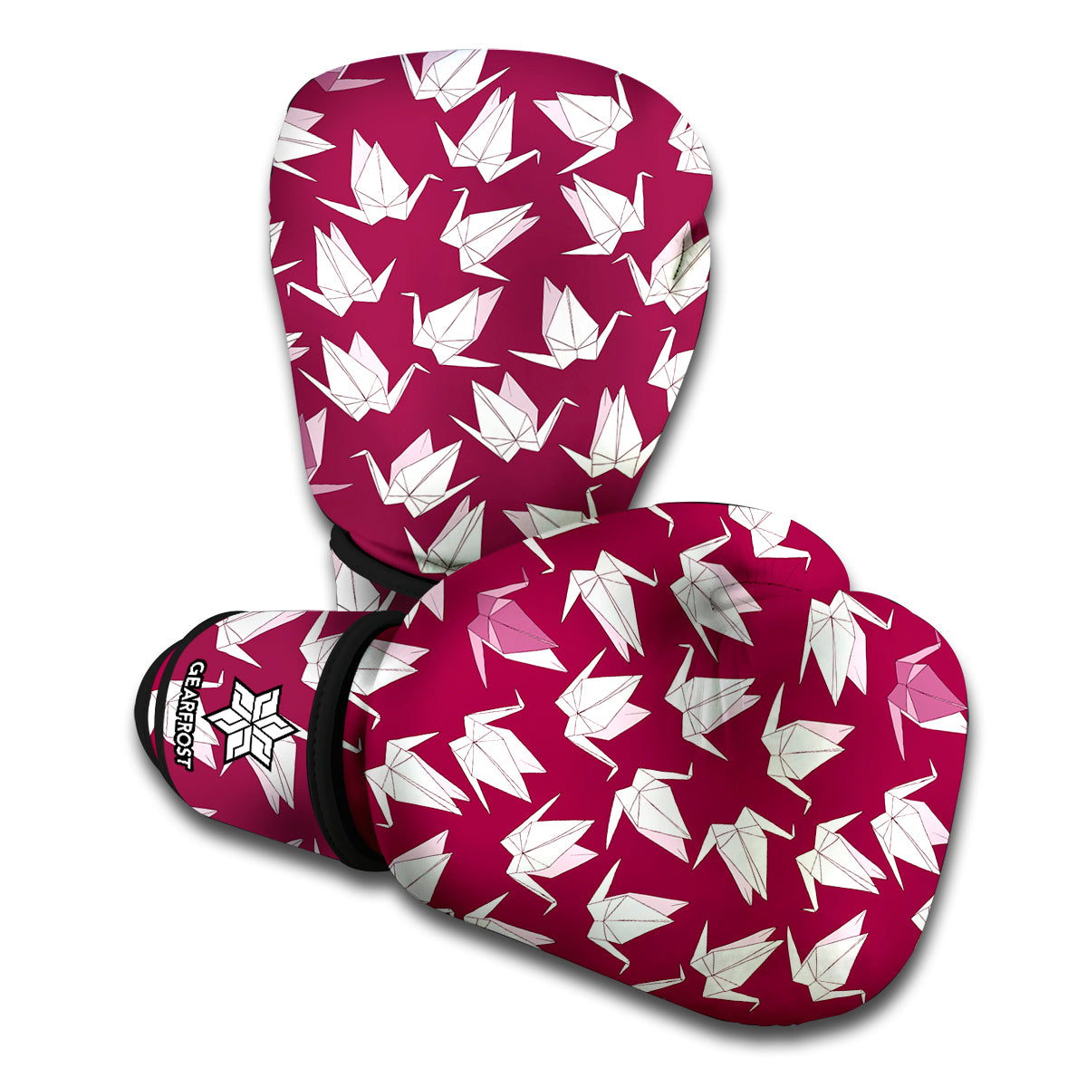 Japanese Origami Crane Pattern Print Boxing Gloves