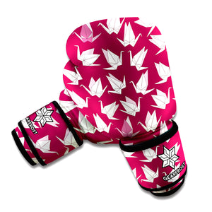 Japanese Origami Crane Pattern Print Boxing Gloves