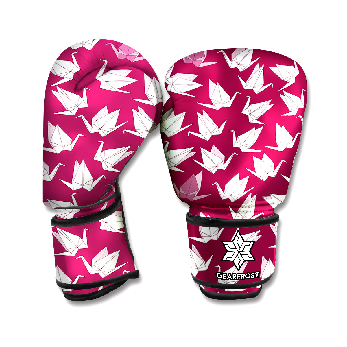 Japanese Origami Crane Pattern Print Boxing Gloves