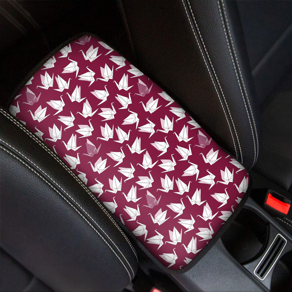 Japanese Origami Crane Pattern Print Car Center Console Cover