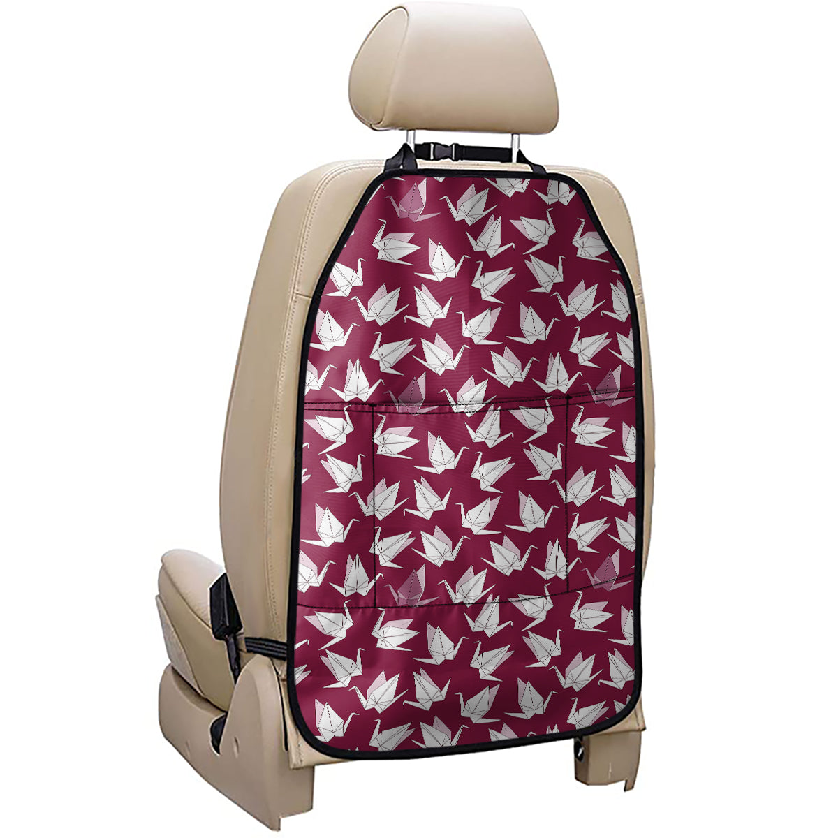 Japanese Origami Crane Pattern Print Car Seat Organizers