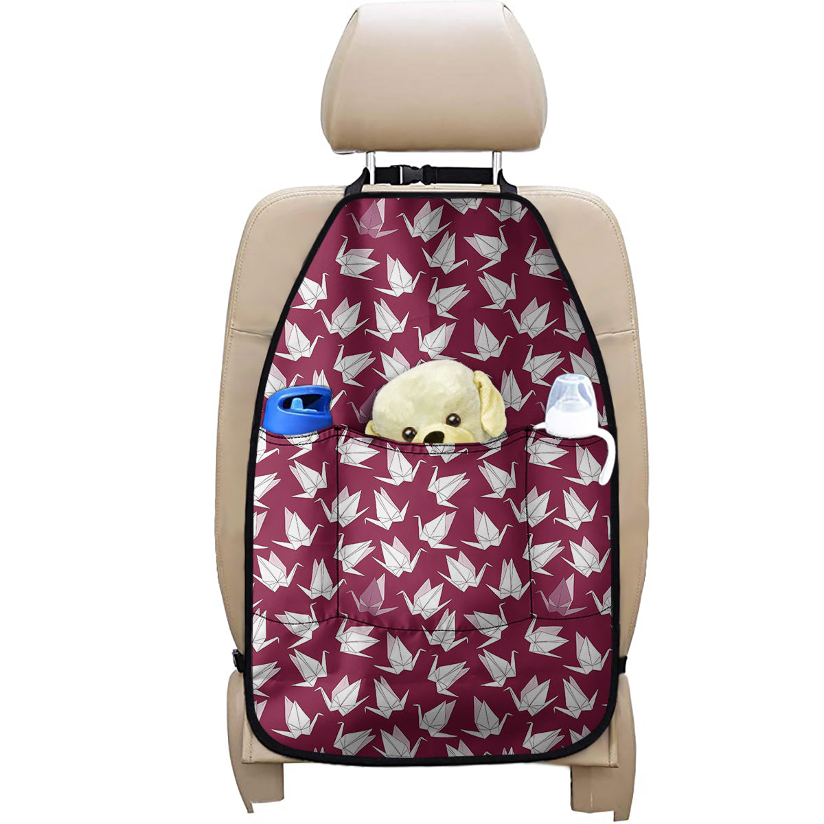 Japanese Origami Crane Pattern Print Car Seat Organizers