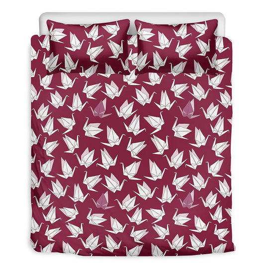 Japanese Origami Crane Pattern Print Duvet Cover Bedding Set