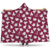 Japanese Origami Crane Pattern Print Hooded Blanket