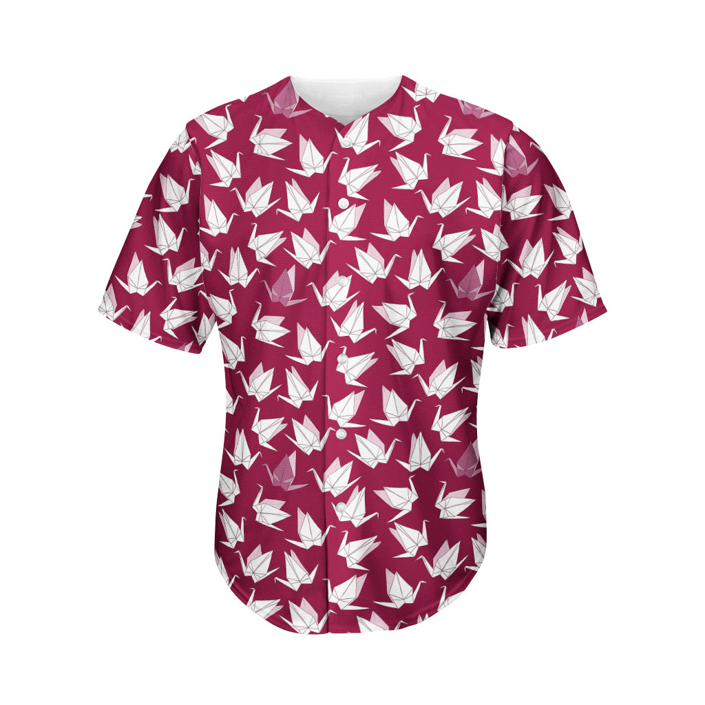 Japanese Origami Crane Pattern Print Men's Baseball Jersey