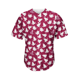 Japanese Origami Crane Pattern Print Men's Baseball Jersey