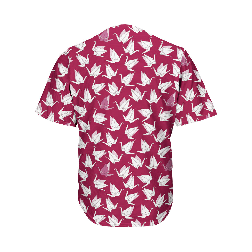 Japanese Origami Crane Pattern Print Men's Baseball Jersey