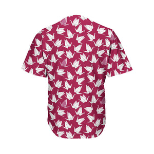 Japanese Origami Crane Pattern Print Men's Baseball Jersey