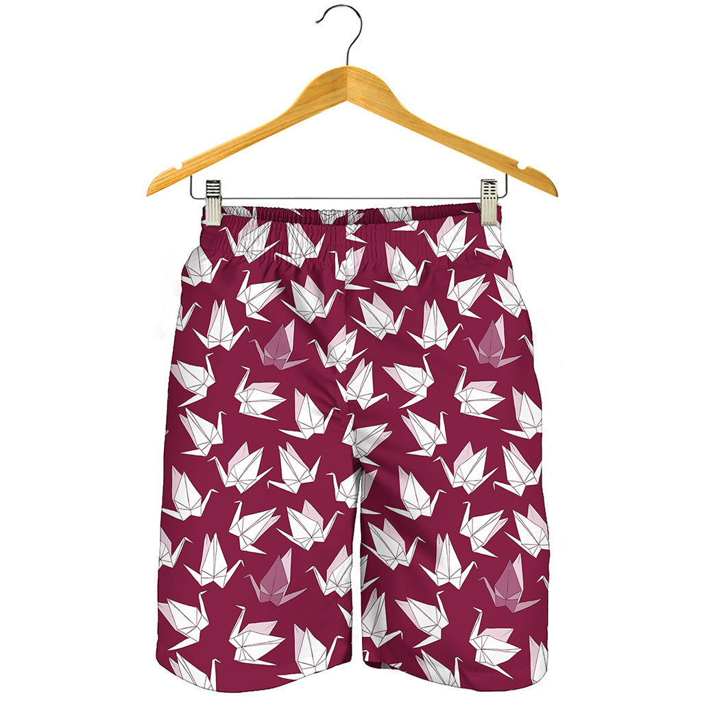 Japanese Origami Crane Pattern Print Men's Shorts