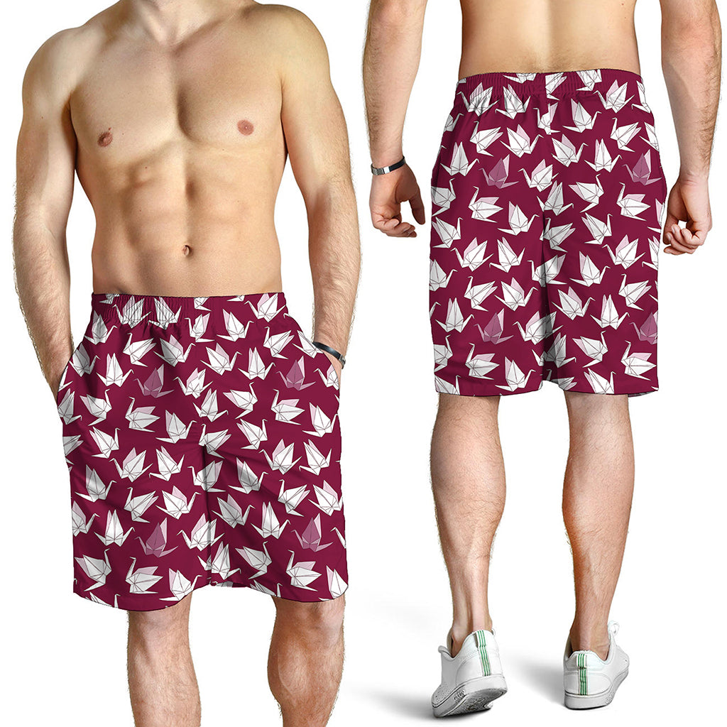 Japanese Origami Crane Pattern Print Men's Shorts