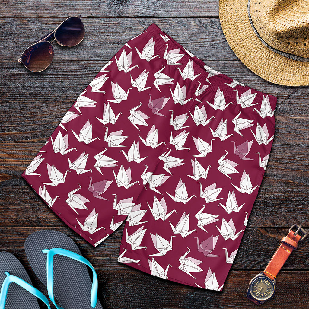 Japanese Origami Crane Pattern Print Men's Shorts