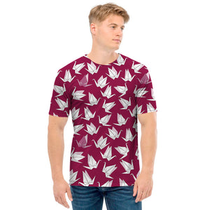 Japanese Origami Crane Pattern Print Men's T-Shirt