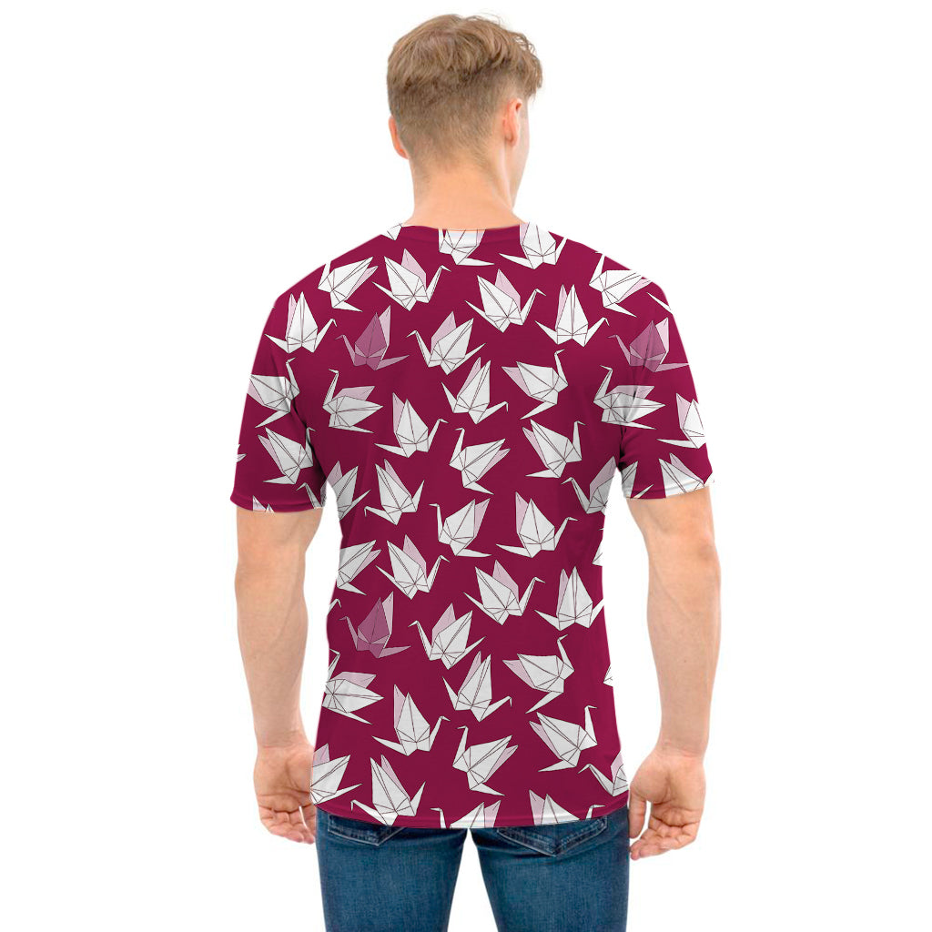 Japanese Origami Crane Pattern Print Men's T-Shirt