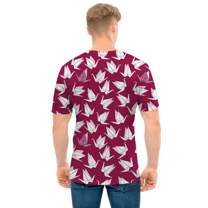 Japanese Origami Crane Pattern Print Men's T-Shirt