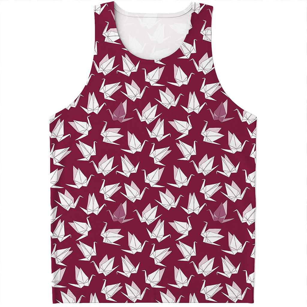 Japanese Origami Crane Pattern Print Men's Tank Top