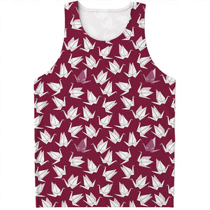 Japanese Origami Crane Pattern Print Men's Tank Top