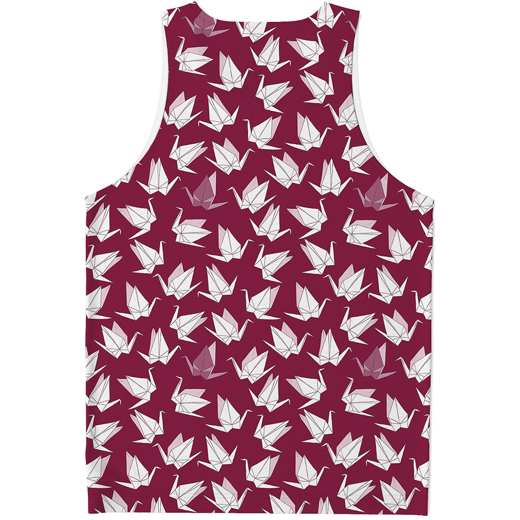 Japanese Origami Crane Pattern Print Men's Tank Top