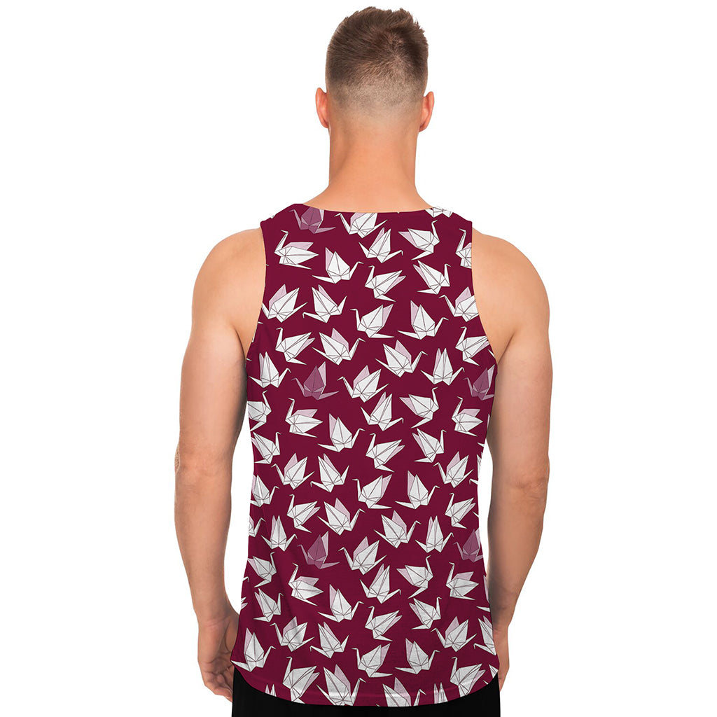 Japanese Origami Crane Pattern Print Men's Tank Top