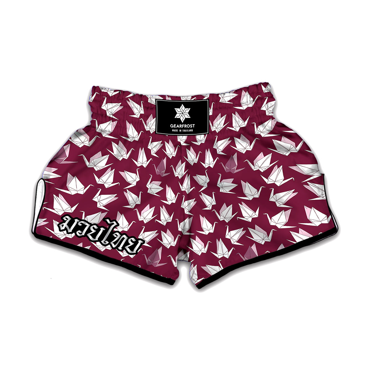 Japanese Origami Crane Pattern Print Muay Thai Boxing Shorts