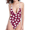 Japanese Origami Crane Pattern Print One Piece High Cut Swimsuit