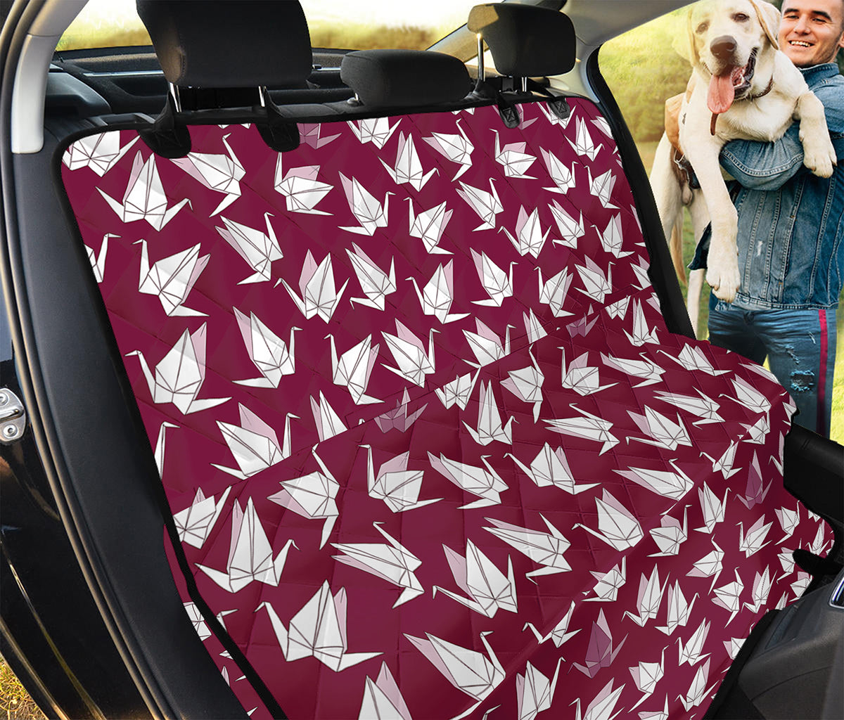 Japanese Origami Crane Pattern Print Pet Car Back Seat Cover