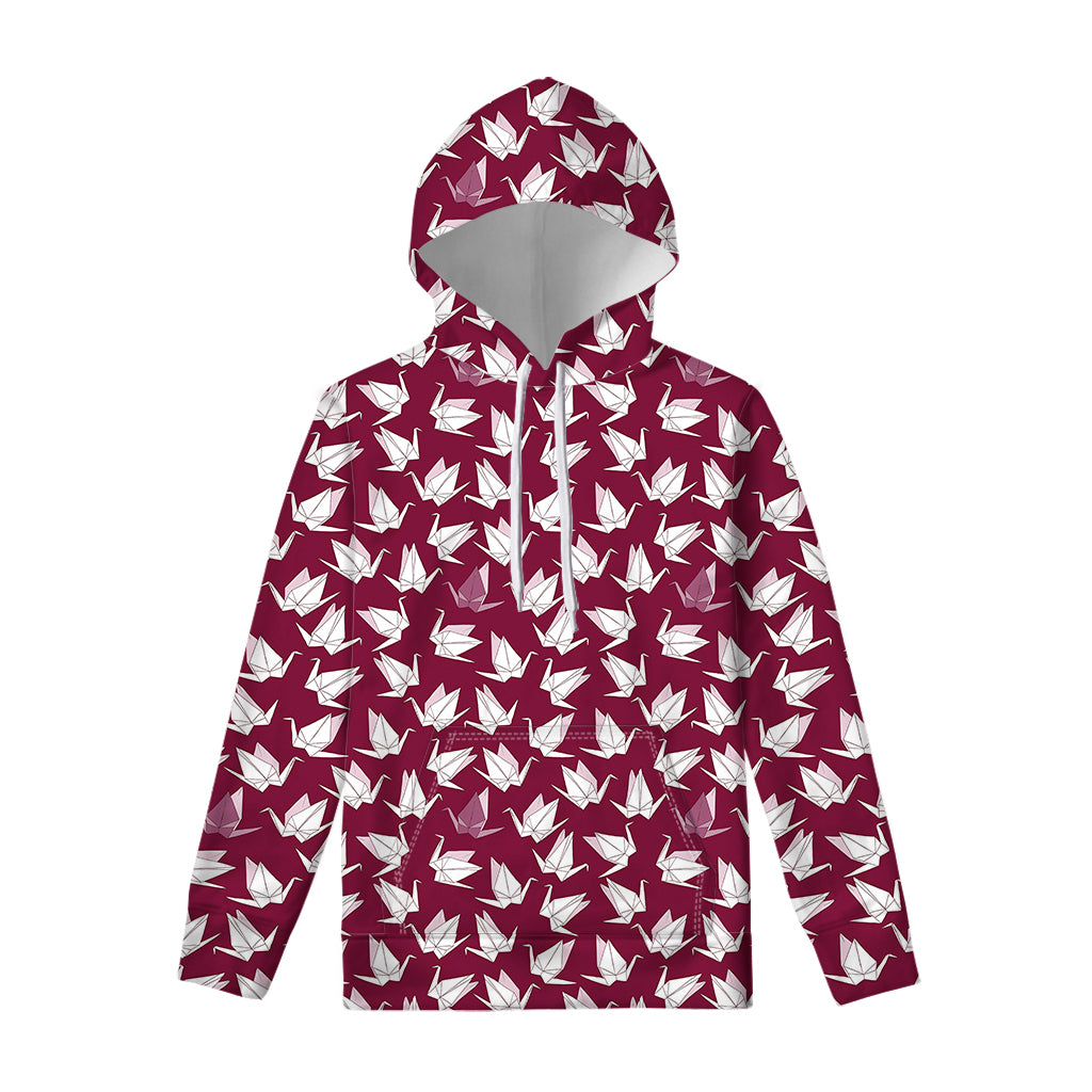 Japanese Origami Crane Pattern Print Pullover Hoodie