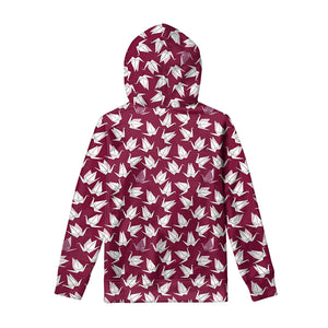 Japanese Origami Crane Pattern Print Pullover Hoodie