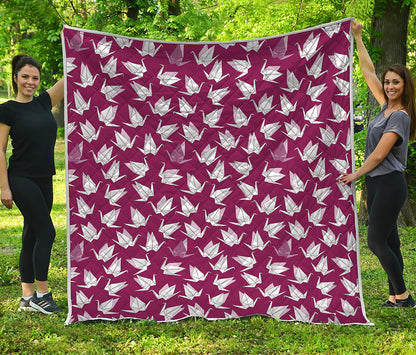 Japanese Origami Crane Pattern Print Quilt