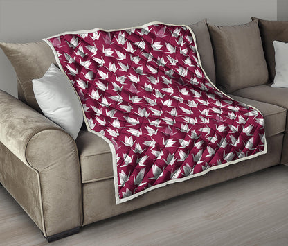 Japanese Origami Crane Pattern Print Quilt