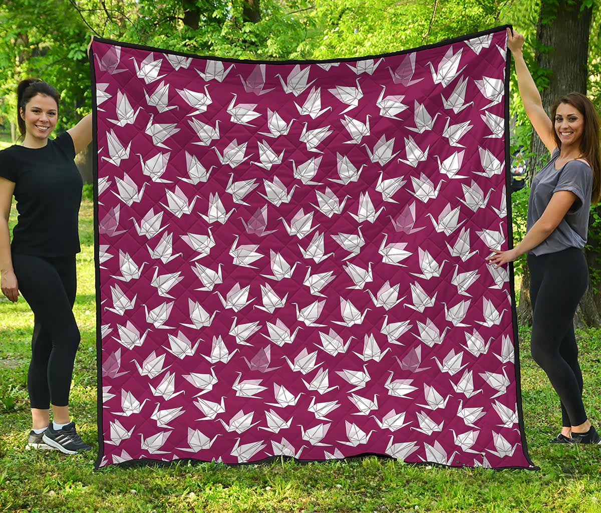 Japanese Origami Crane Pattern Print Quilt