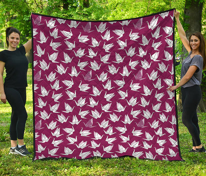 Japanese Origami Crane Pattern Print Quilt