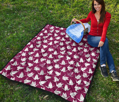 Japanese Origami Crane Pattern Print Quilt