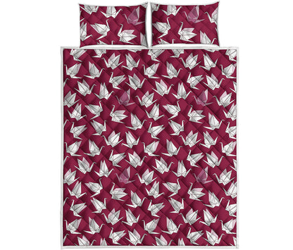 Japanese Origami Crane Pattern Print Quilt Bed Set
