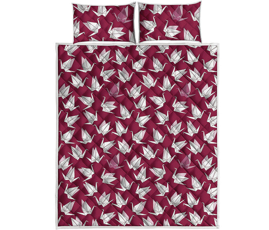Japanese Origami Crane Pattern Print Quilt Bed Set