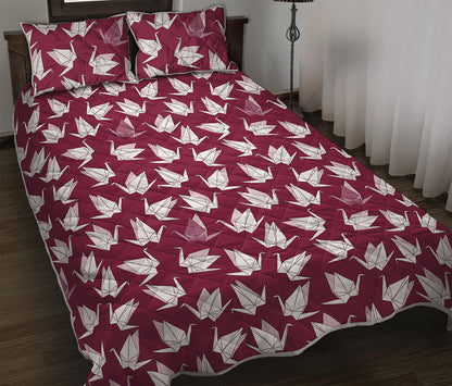 Japanese Origami Crane Pattern Print Quilt Bed Set