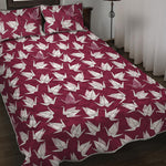 Japanese Origami Crane Pattern Print Quilt Bed Set