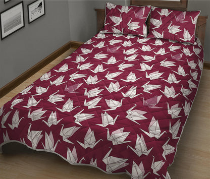 Japanese Origami Crane Pattern Print Quilt Bed Set